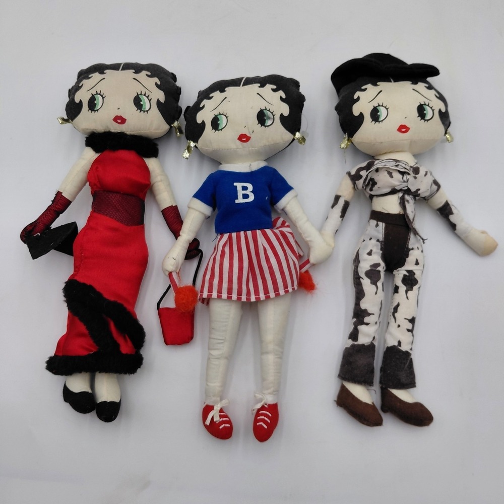 Vtg 2000s Betty Boop Cloth Plush Doll Lot 3 Stuffed Toy Cartoon Collectible